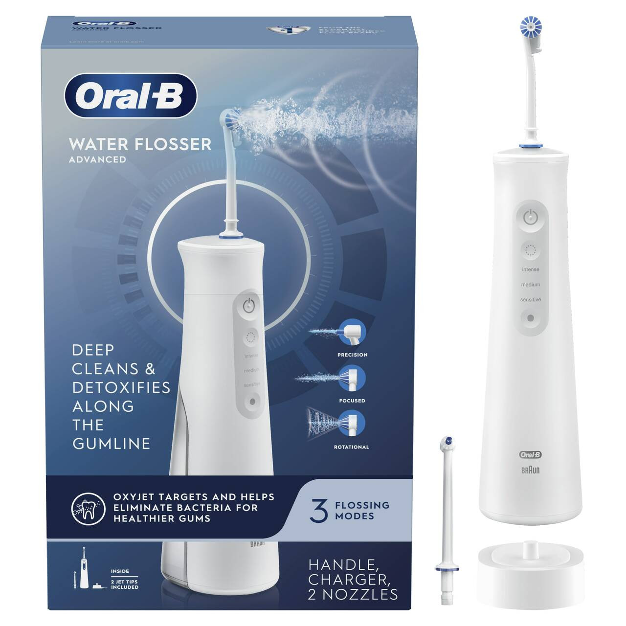 Oral-B Water Flosser Advanced, Portable Oral Irrigator Handle Tillbehör Vita | SE_OB74303